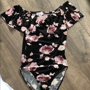 Velvet floral bodysuit